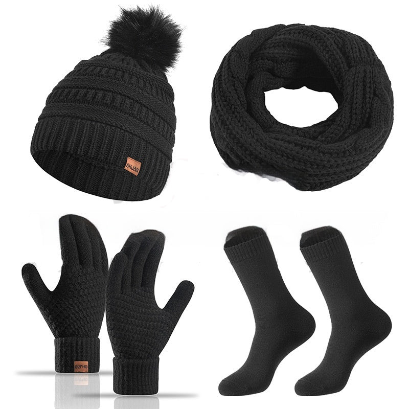 Winter Female Cap Scarf Gloves And Socks Four-piece Set Buy Center