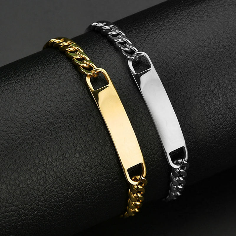 Buy Center Hot Pick-DIY Laser Engraved Stainless Steel Couple Bracelet Bracelet Jewelry