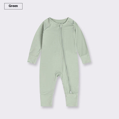 Hot New Items at Buy Center: Bamboo Fiber Baby Jumpsuit Baby Zipper Pajamas Green