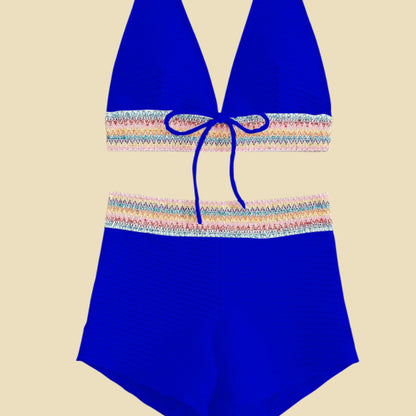 Just Arrived at Buy Center: Women's Split High Waist Bikini Suit Blue