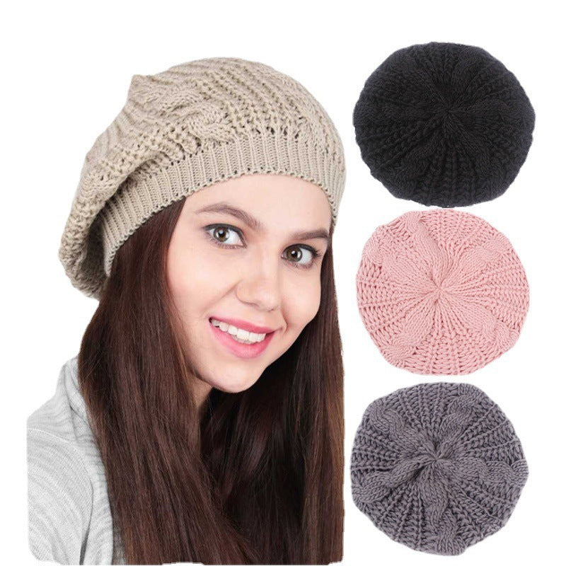 Winter Knitting Twisted Woolen Yarn All-matching Beret Warm Casual All-matching | Women's Clothing-Accessories-Woman Hats | Buy Center