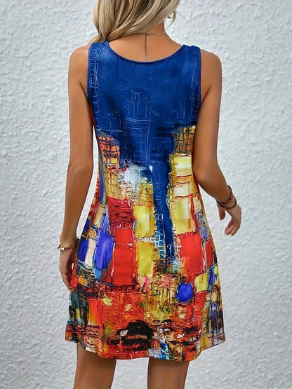 Fresh Arrivals at Buy Center: Casual Printing Sleeveless U-neck Dress