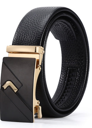 Ceinture d'affaires à boucle automatique en cuir pour homme