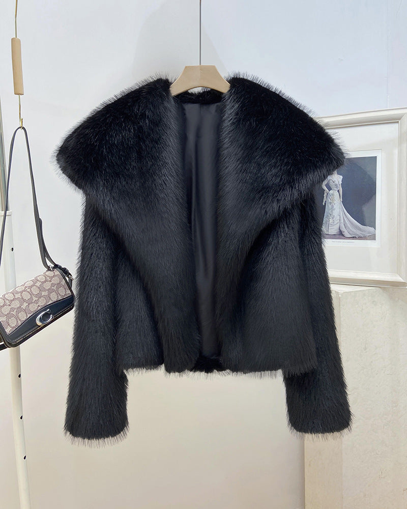 Women's Warm Big Collar Faux Fur Coat Buy Center