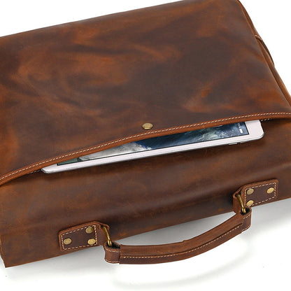 Trending Now at Buy Center: Retro Men's Briefcase Crazy Horse Leather