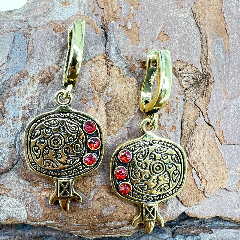 Buy Center Prestige-Pomegranate Gold Earrings European And American