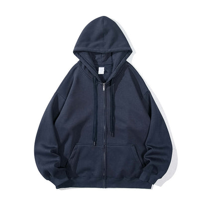 Hot New Items at Buy Center: Soft Zipper Hooded Hooded Cardigan Sweater Men Navy Blue