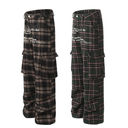 Just Arrived at Buy Center: Men's Retro Plaid Letters Printed Overalls