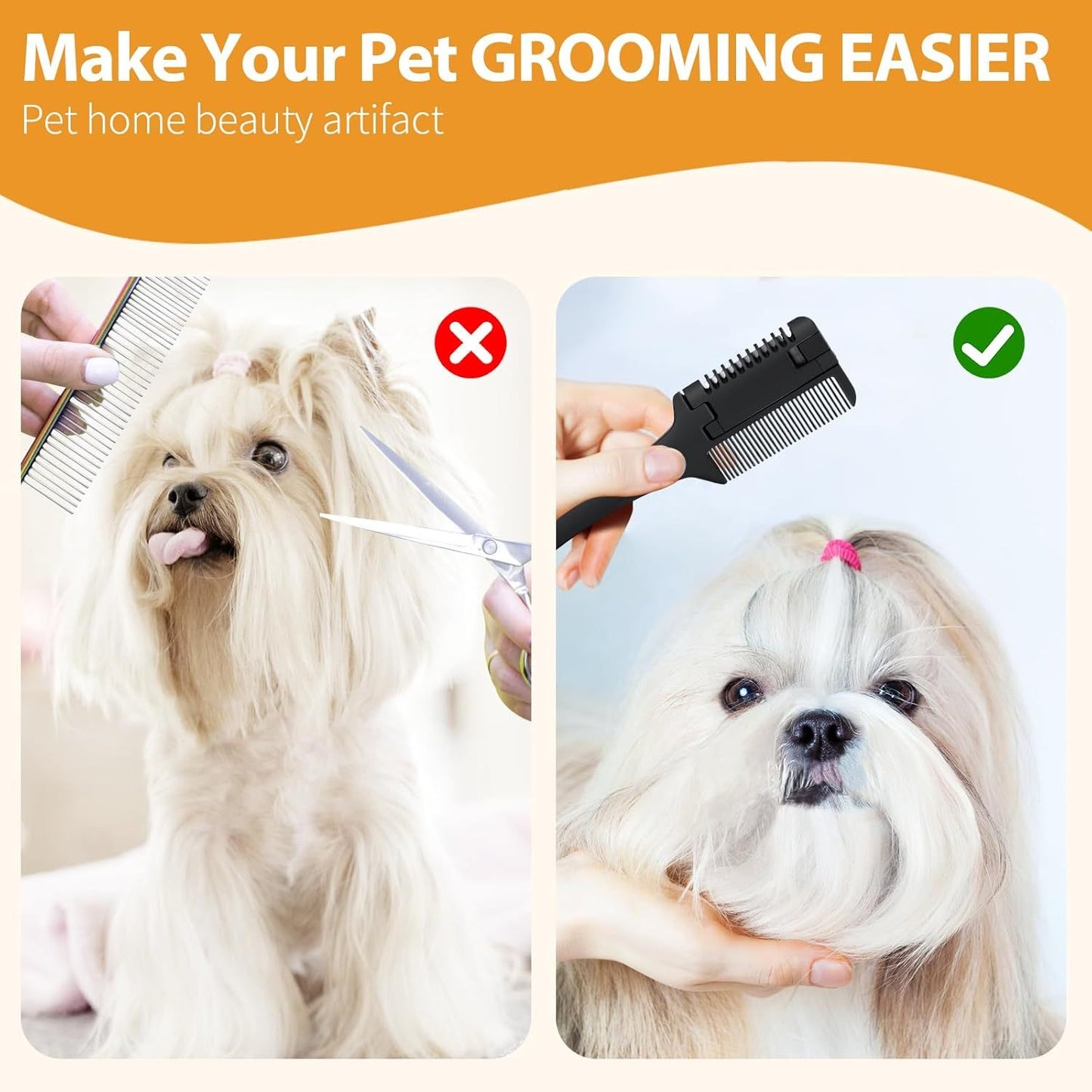 New Razor Comb For Dogs Cats With Extra Blades Pet Razor Comb 2 In 1 Trimming Grooming Dog Cat Brush That Cuts Hair Hair Cutter Comb For Dog Cat Pet Hair Trimmer Grooming Comb For Dog Cat