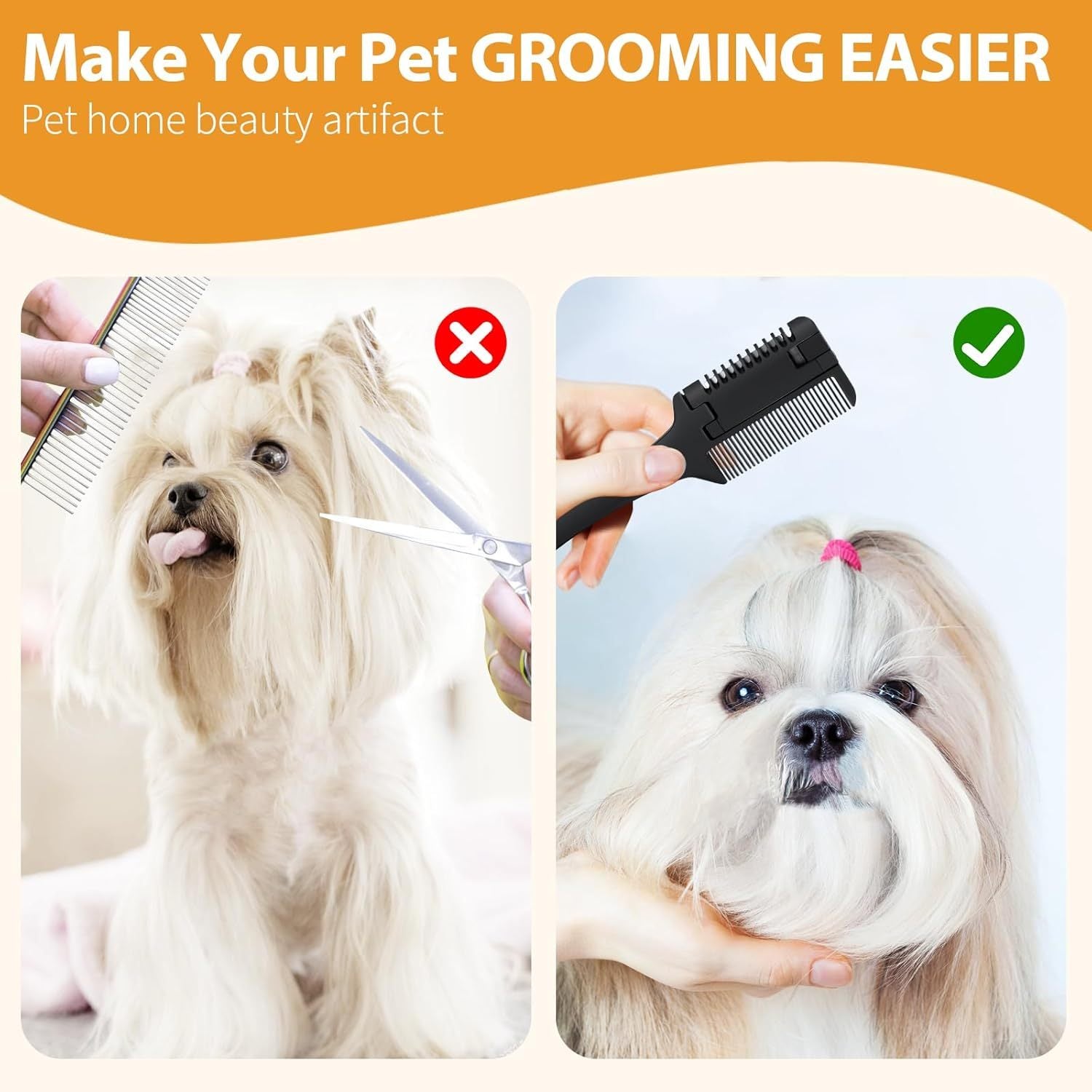 New Razor Comb For Dogs Cats With Extra Blades Pet Razor Comb 2 In 1 Trimming Grooming Dog Cat Brush That Cuts Hair Hair Cutter Comb For Dog Cat Pet Hair Trimmer Grooming Comb For Dog Cat