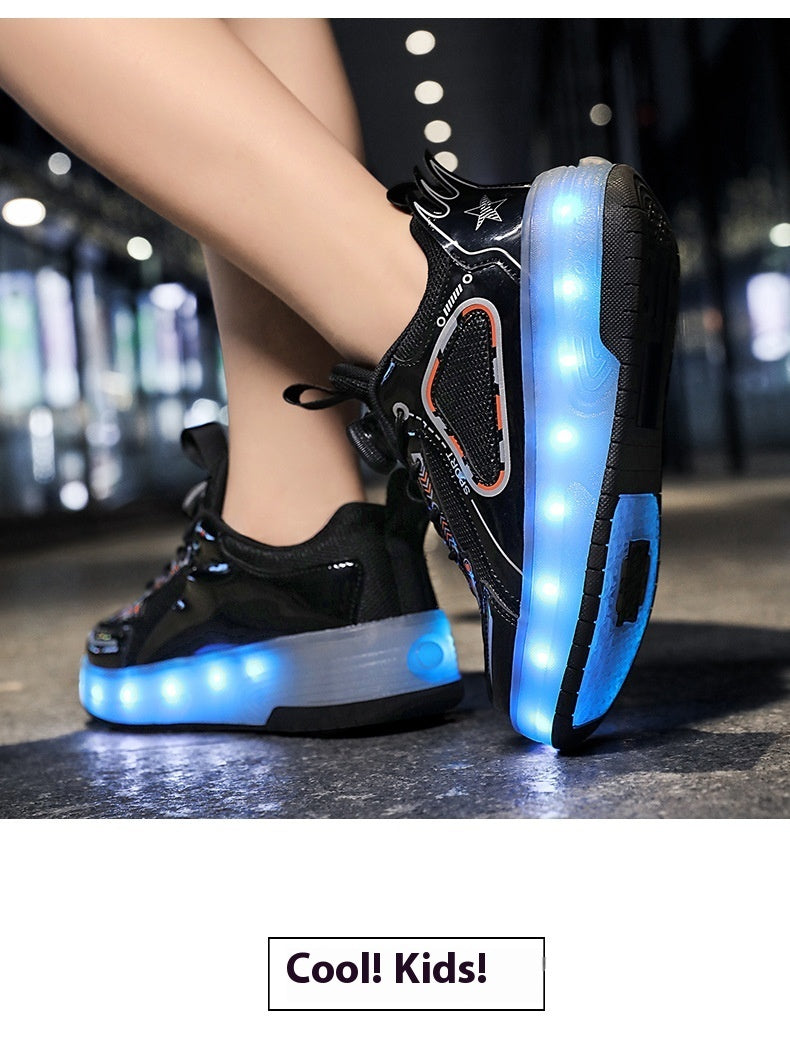 Fresh Arrivals at Buy Center: Double Wheel Heelys Children's Luminous Charging Roller Skating Deformation Skate Shoes