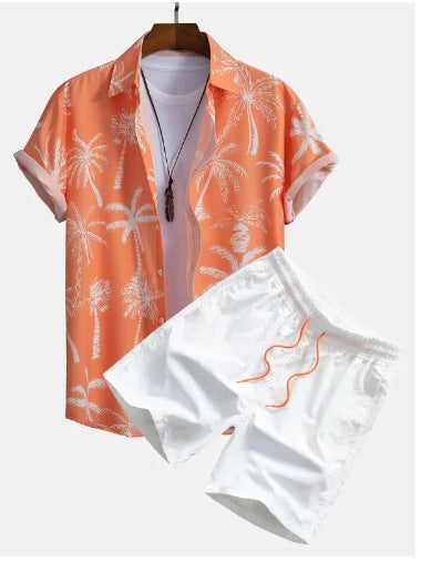 Traje informal para hombre con estampado digital 3D, camisa de manga corta, traje hawaiano