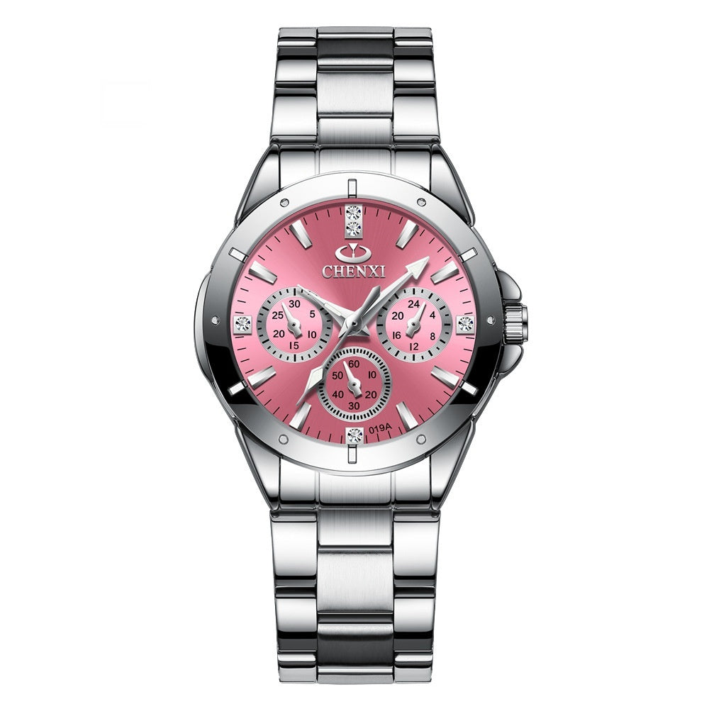 Buy Center Exclusive Offer-Waterproof Couple Quartz Watch Silver Female Pink