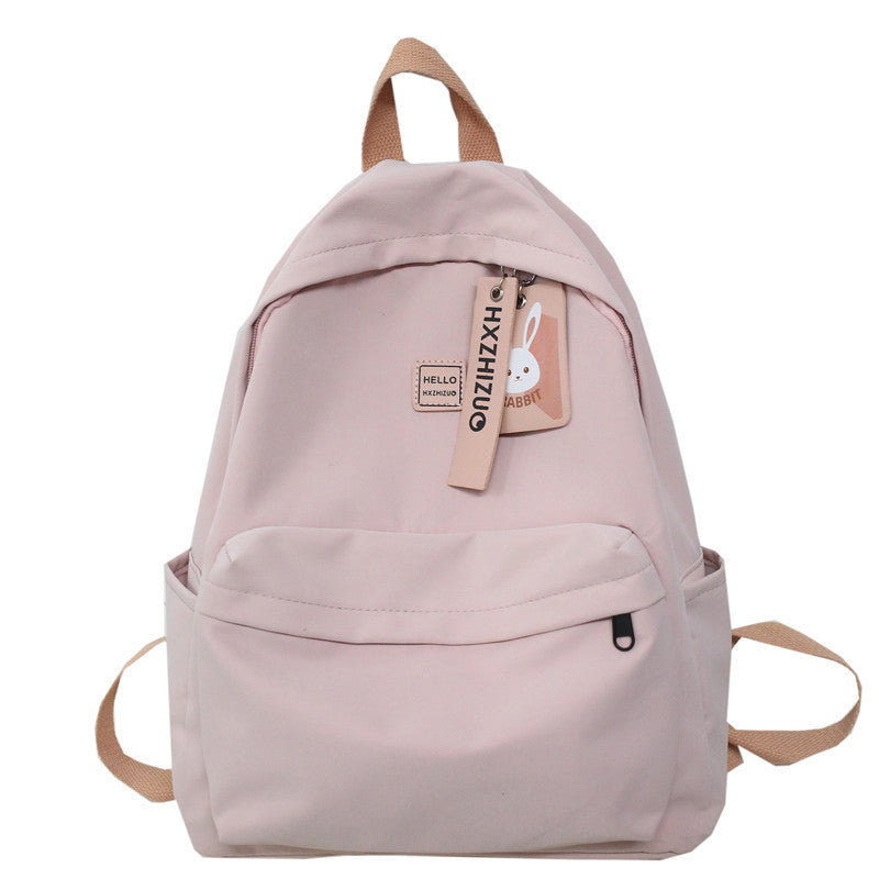 Trending Now at Buy Center: Student Campus Minimalist Nylon Backpack Pink