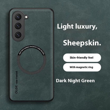 Newly Released at Buy Center: Phone Case Car Magnetic Wireless Charger Sheepskin Protective Cover Dark Night Green Magnetic