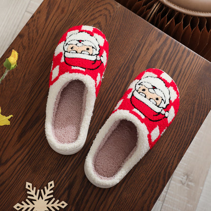 New Christmas Plaid Santa Claus Slippers Winter Indoor Non-slip Floor Bedroom Fuzzy House Shoes For Women Home Slipper Buy Center