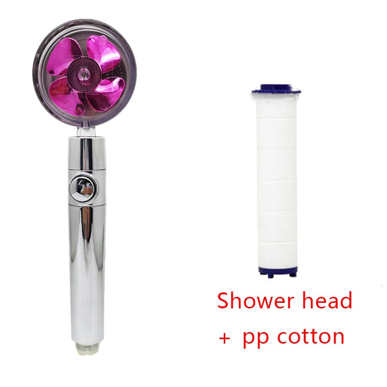 Shower Head Water Saving Flow 360 Degrees Rotating With Small Fan ABS Rain High Pressure Spray Nozzle Bathroom Accessories Set1