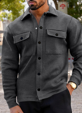 Men's Lapel Single Breasted Solid Color Jacket