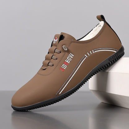 Zapatos casuales de negocios para hombre, sin cordones, ligeros, con forro polar