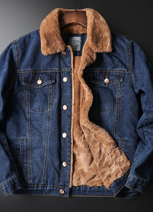 Veste Top Automne Et Hiver Doublée De Polaire Manteau En Jean Décontracté À L'ancienne