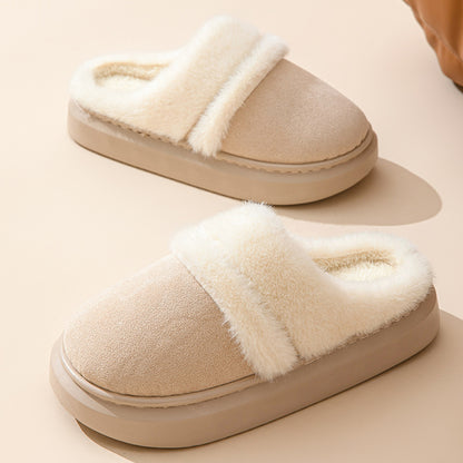 Buy Center Special-Cotton Slippers Women's Thick Bottom Non-slip Indoor Slippers Beige