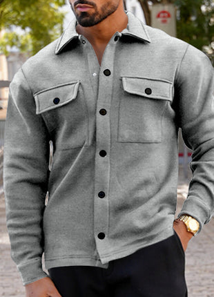 Men's Lapel Single Breasted Solid Color Jacket