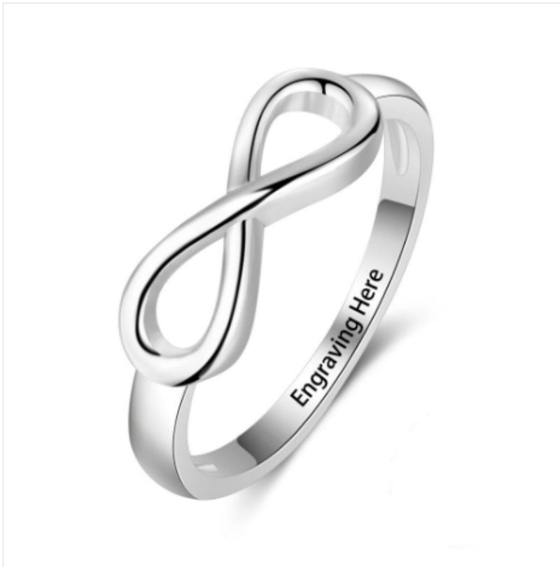 Just Arrived at Buy Center: S925 Infinite Symbol Jewelry Personalized Name Carving Ring Ornament White Gold Color