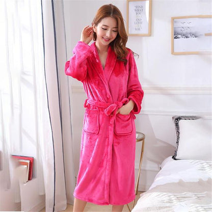 Winter Flannel Lovers Robe Gown Elegant Solid Casual Sleepwe Buy Center