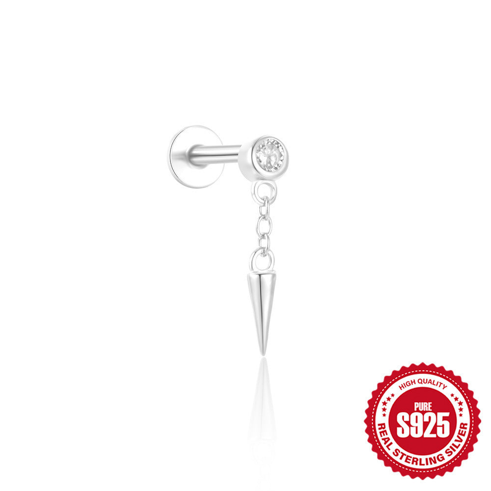 Buy Center Handpicked- S925 Sterling Silver Tassel Cartilage Horse Eye Zircon Piercing Ear Stud Single White Gold Color 5