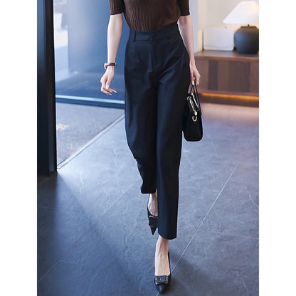 Casual High Waist Straight Suit Pants