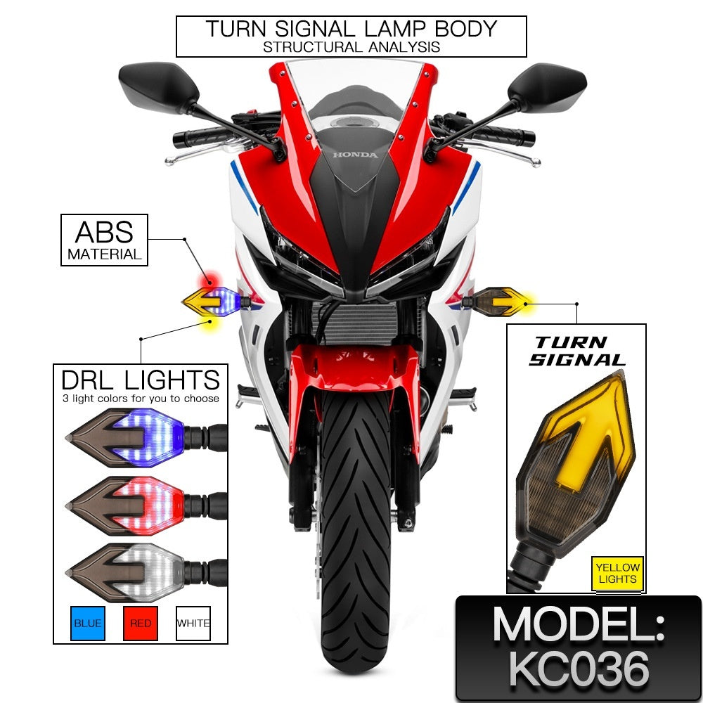 Just Arrived at Buy Center: Motorcycle Arrow-shaped Light Guide Two-color LED Turn Signal Daytime Running Lamp