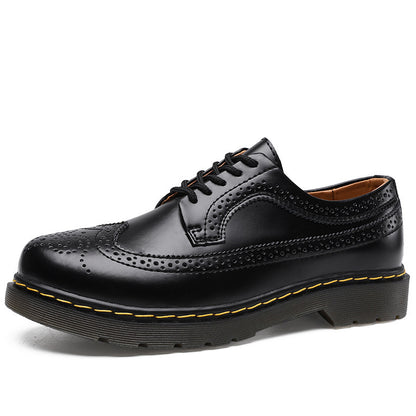 Buy Center Handpicked- Martin Shoes Women's Low-cut Genuine Leather 5-hole Brogue Men's And Women's Round Head Couple's Lace-up Shoes