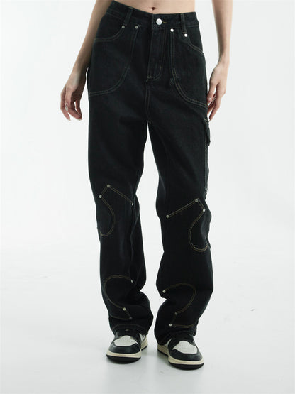 Newly Released at Buy Center: Irregular Stitching Denim Trousers For Men