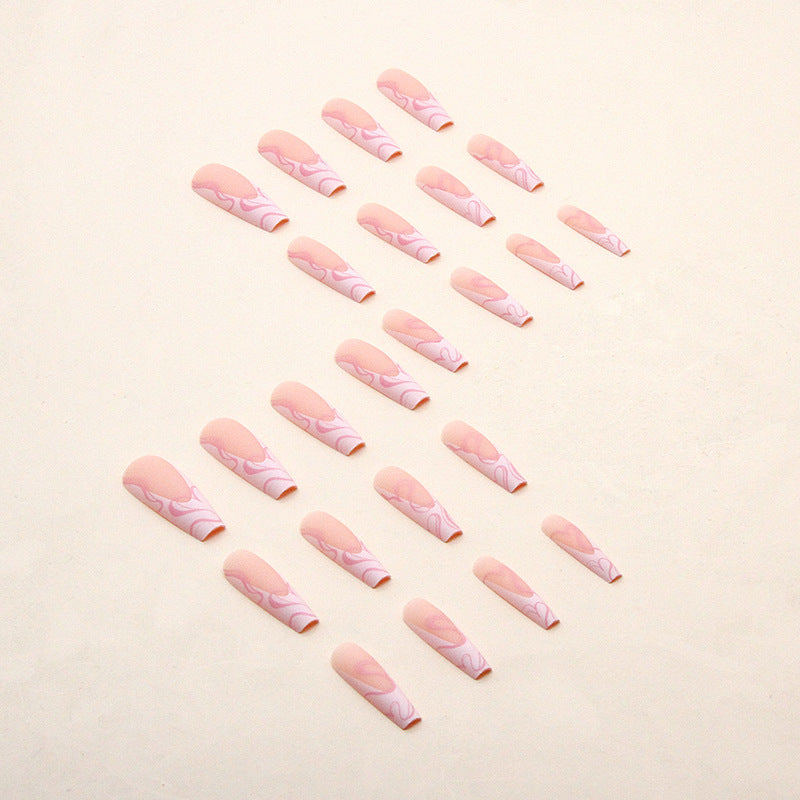 Heart Stripe Fake Nails