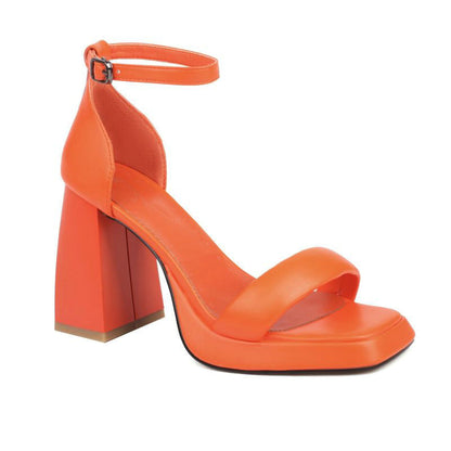 Fresh Arrivals at Buy Center: Women's Chunky Heel High Heel Platform Ankle-strap Buckle Sandals Orange