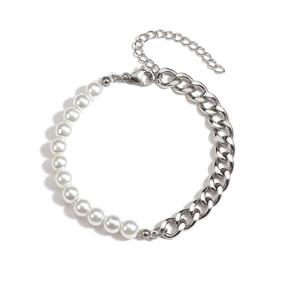 Titanium Steel Stitching Bracelet Women's Simple Pearl Buy Center