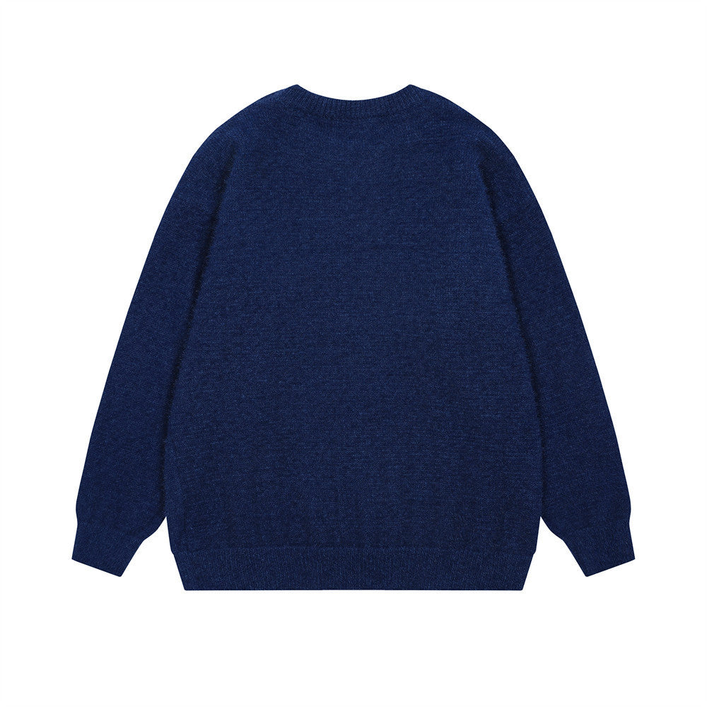 Buy Center Exclusive Offer-Pure Color All-matching Loose And Simple Round Neck Sweater Men's Spring