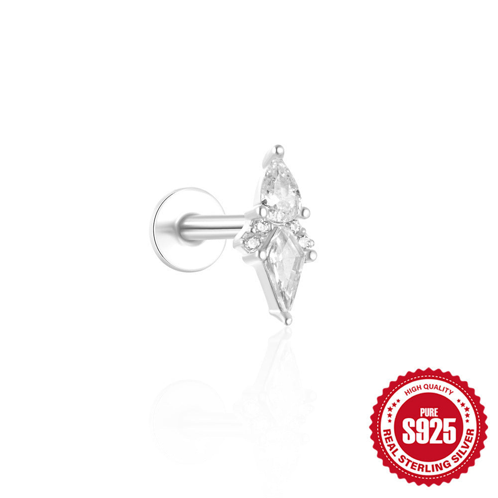 Buy Center Handpicked- S925 Sterling Silver Tassel Cartilage Horse Eye Zircon Piercing Ear Stud Single White Gold Color 6