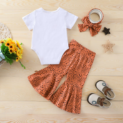 Fresh Arrivals at Buy Center: Summer Infant Toddler Letter Printing Bell-bottom Pants Suit