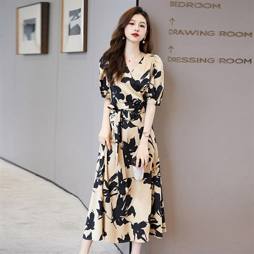 Fashion V-neck Printed Short Sleeve Dress Women Buy Center