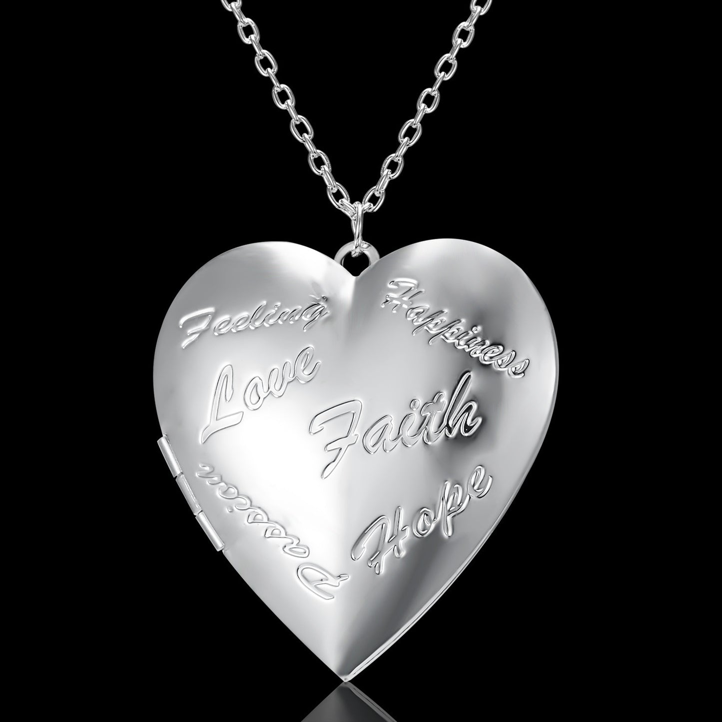 Carved Design Love Necklace Personalized Heart-shaped Photo Frame Pendant Necklace For Women Family Jewelry For Valentine's Day NC18Y0827