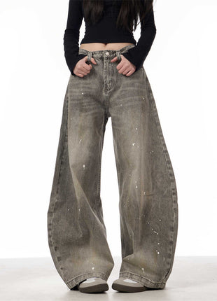 Retro Splash-ink Jeans Women's Machete Couple Pants