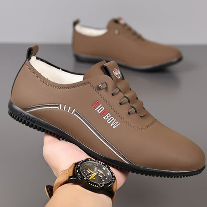 Zapatos casuales de negocios para hombre, sin cordones, ligeros, con forro polar