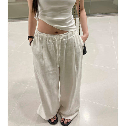 New Women's Summer Linen Walking Pants White