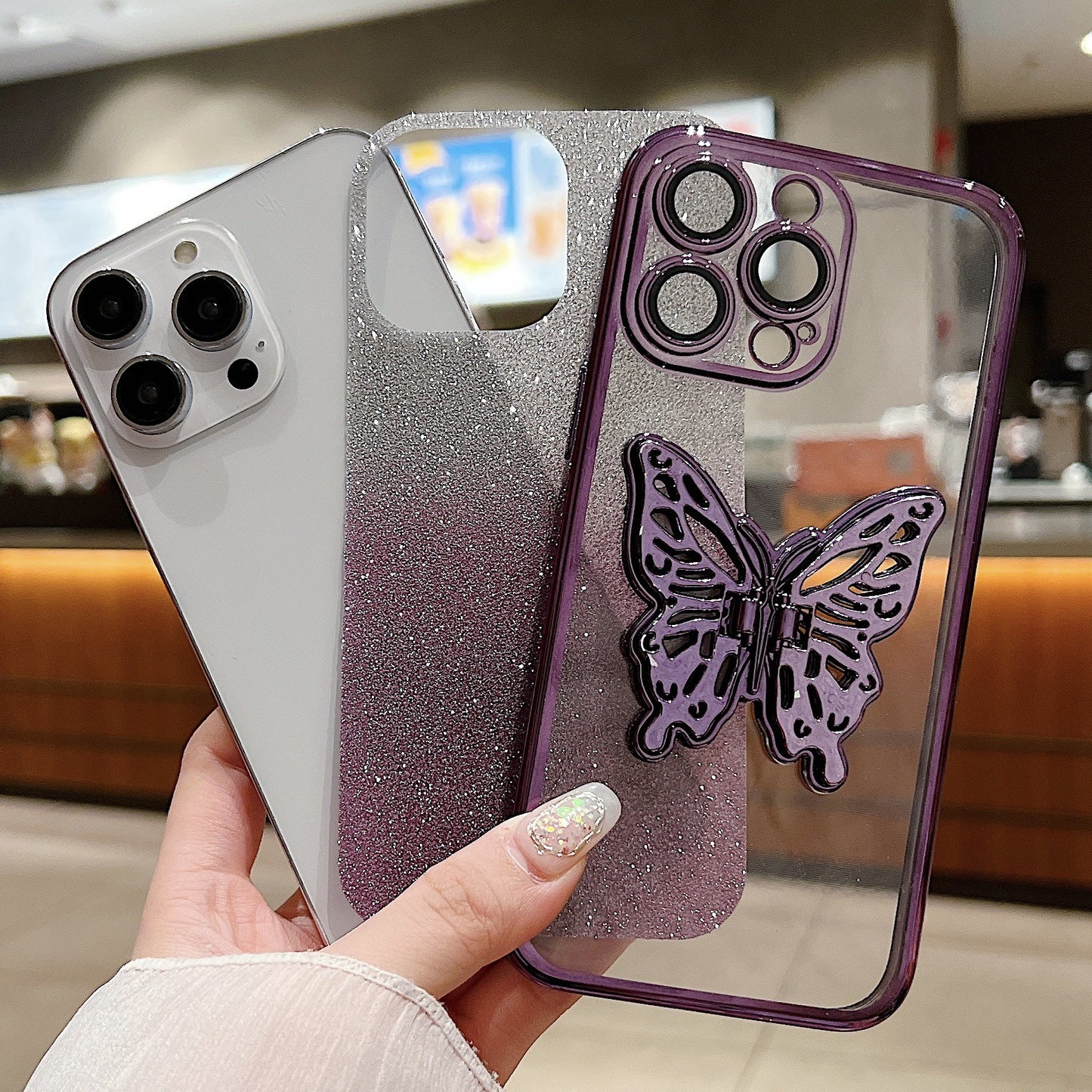 Fresh on the Scene at Buy Center: Hollow Butterfly Phone Case Gradient Transparent Plating Protective Cover