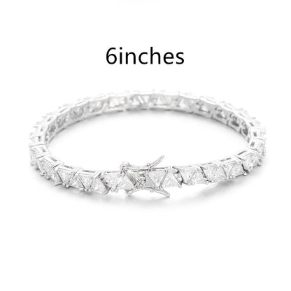 Now Available at Buy Center: 4X4mm Triangle Copper Inlaid Zircon Single Row 6inches Bracelet Platinum