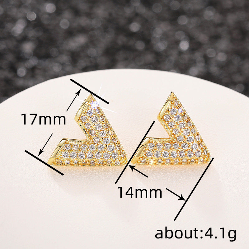 Buy Center Handpicked- Fashion Stud Earrings English Letter V-shaped