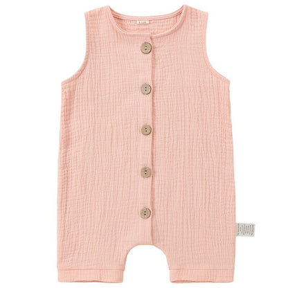 Hot New Items at Buy Center: A-class Solid Color Baby Summer Pure Cotton One-piece Garment Jumpsuits Pink