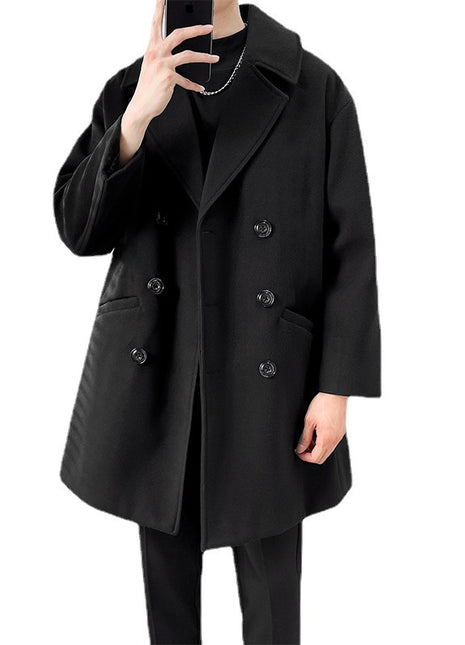 Mid-length Trench The Knee British Style Woolen Coat Buy Center