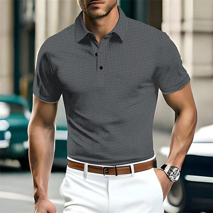 Fresh on the Scene at Buy Center: High-end Mesh Ice Silk Short Sleeve Collar Solid Color New Slip Polo Shirt Gray